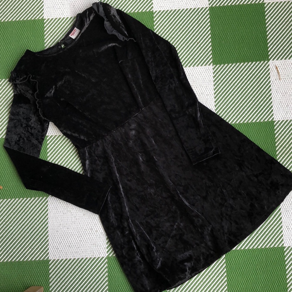 Mossimo crushed velour black dress with ruffles